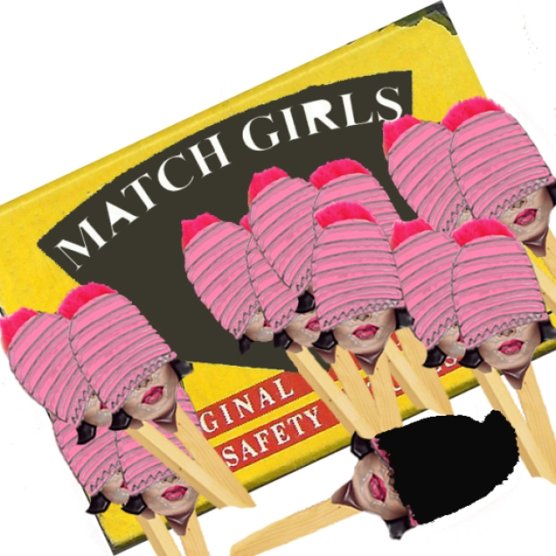 13 Match Girls, Scanned BRYMAY Match Box Manipulated Using Adobe Photoshop